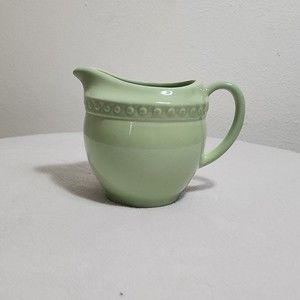 Gail Pittman cottagecore green stoneware creamer mug